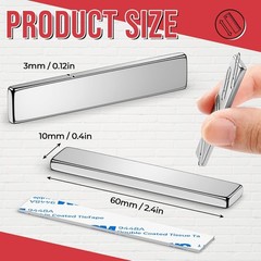 FINDMAG Strong Bar Magnets N52 Heavy Duty Neodymium 60x10x3mm 40lbs Silver