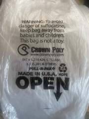 Crown Poly Pull-N-Pak Produce Bag Self-Opening Child Warning 14″ x 18″ 4400/case