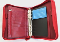 Franklin Covey Classic Red Soft Leather Zip Around Ring Binder Planner 8.5″ NEW