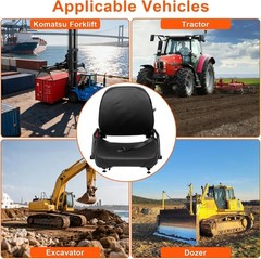 Universal Forklift Seat w/Retractable Belt – Curved Back, Fits Komatsu & More