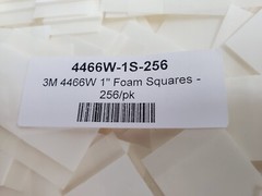 3M 4466W Double Sided Coated Foam Tape 1″ x 1″ Square, White, 256 Pk