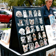 Double-Sided Sticker Display Stand with Handle, 4″ Card Organizer, Black