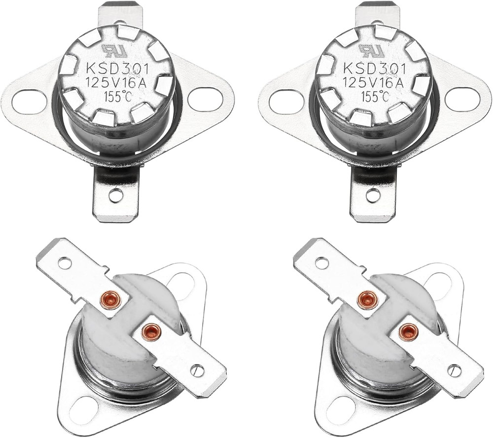 4 Pcs KSD301 Thermostat 155°C/311°F 16A Normally Closed N.C Adjust Snap Disc Tem