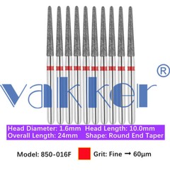 10pc/pk Dental FG Diamond Burs Round Long Round End Taper Diamond Bur 850 855