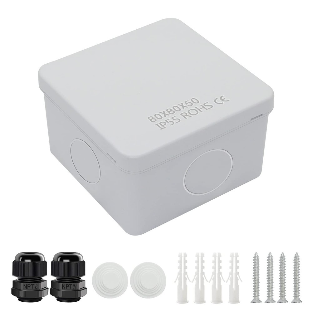 IP65 Water Resistant Dustproof ABS Plastic Electrical Junction Box 3.1×3.1×1.9