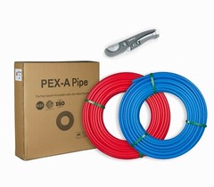 EFIELD 2 Rolls 1/2″ Pex-A Pipe/Tubing 2X300ft (600ft) Red & Blue & Pipe Cutter