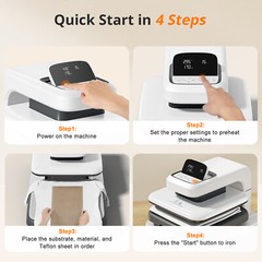HTVRONT Auto Heat Press 2-Digit 15×15 in Plate T Shirt Printing Machine White