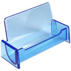 HQ Acrylic Plastic Business Name Card Holder Display Stand (CLEAR BLUE)