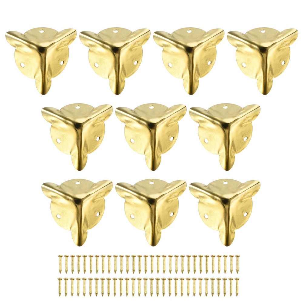 18x18x18mm Metal Box Corner Protectors Edge Guard Iron Gold Tone 48pcs