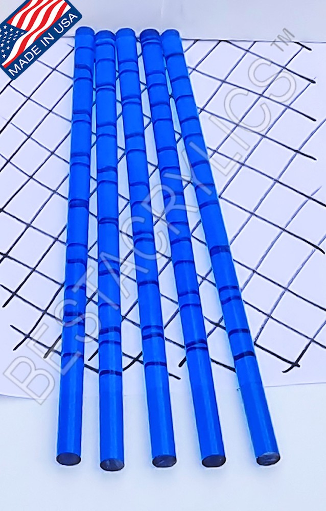 5 CLEAR BLUE TRANSLUCENT 1/2″ DIAMETER ACRYLIC PLEXIGLASS COLOR ROD 12” LONG .50