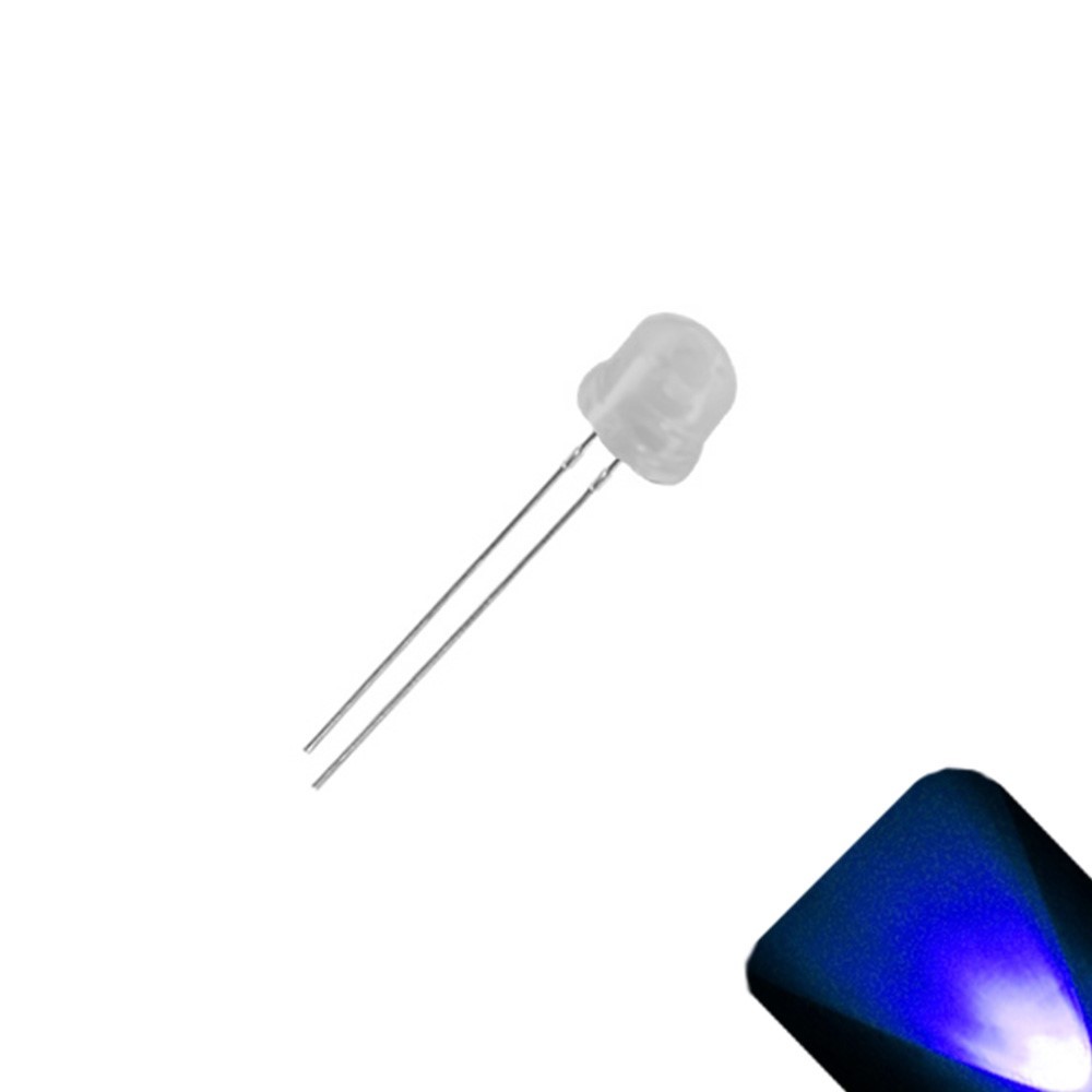 10 x 5mm / 4.8mm Diffused Straw Hat Frosted Lens LED Blue Ultra Bright Wide Ang