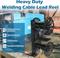 Heavy Duty Double Welding Lead Reel, 10″ Swivel Base Welding Cable Reel with Ins