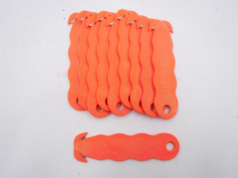 10 Pack KLEVER KUTTER Fixed Blade Safety Recessed 4-5/8″ Textured Grip Orange