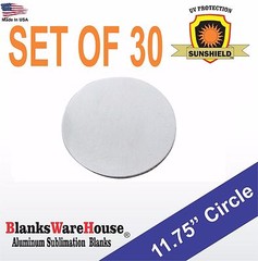 30 Pieces 11.75″ Circle, SUBLIMATION BLANKS – .025 GAUGE, NO HOLE, sign suppl