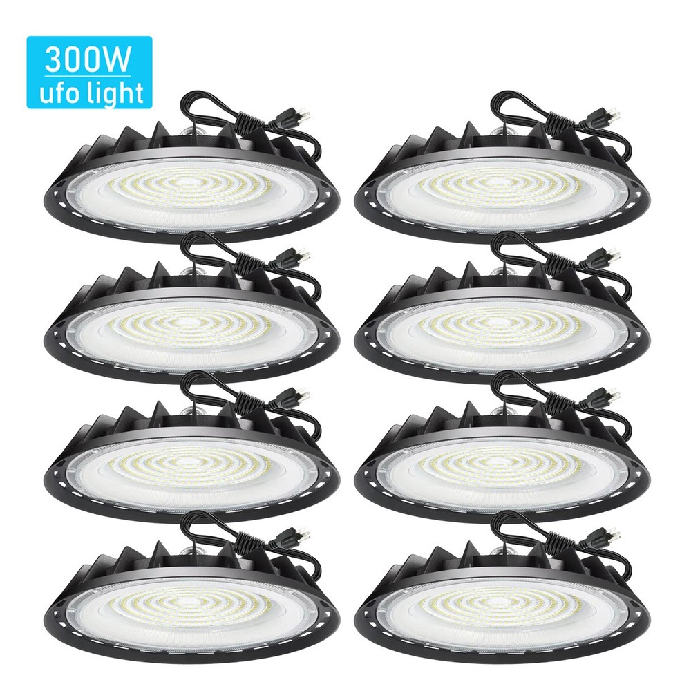 8Pcs UFO Led High Bay Light 300W Industrial Warehouse Commercial Gym Light 5000K