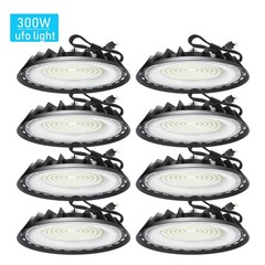 8Pcs UFO Led High Bay Light 300W Industrial Warehouse Commercial Gym Light 5000K