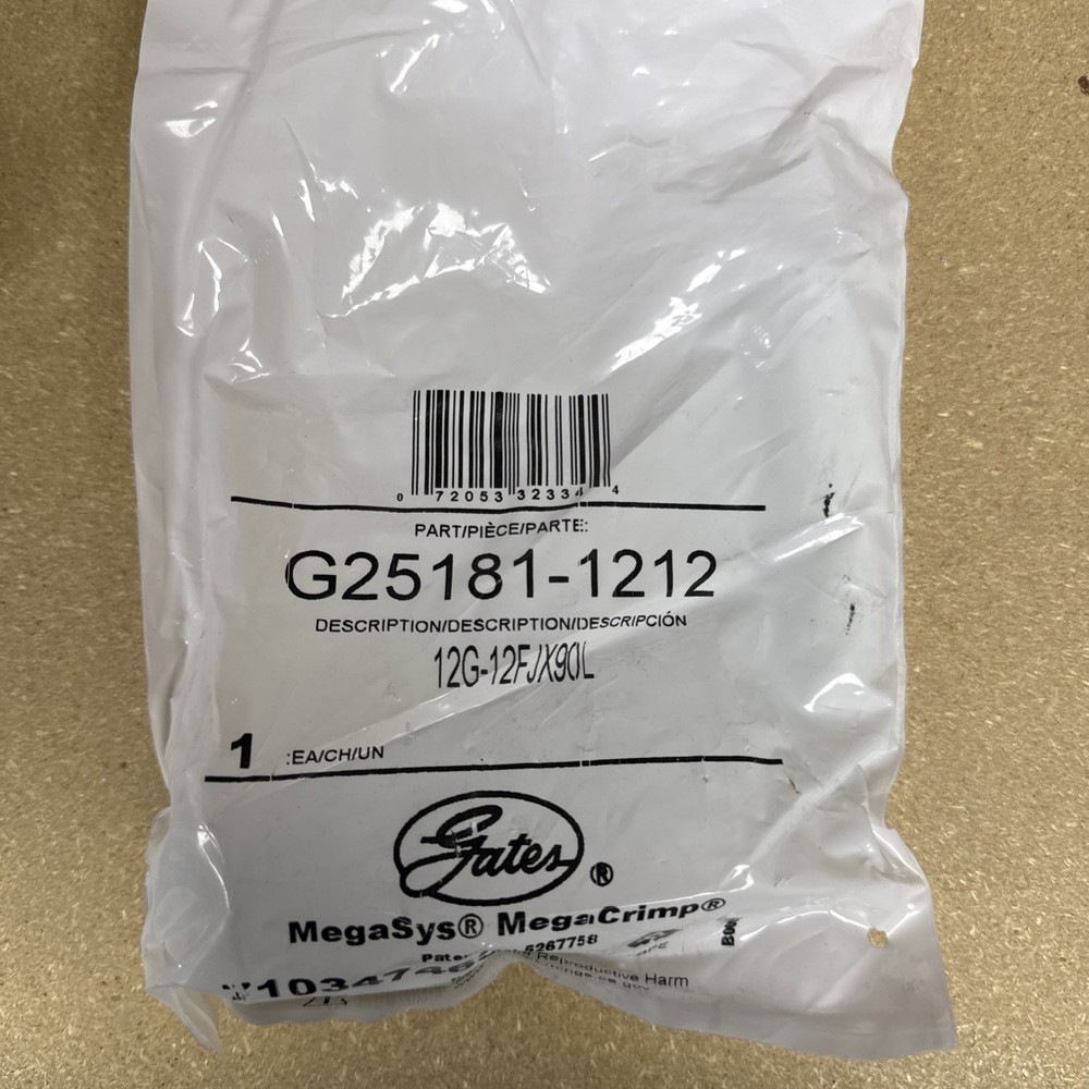 Gates Hydraulic Fitting MegaCrimp 12G-12FJX90L G25181-1212