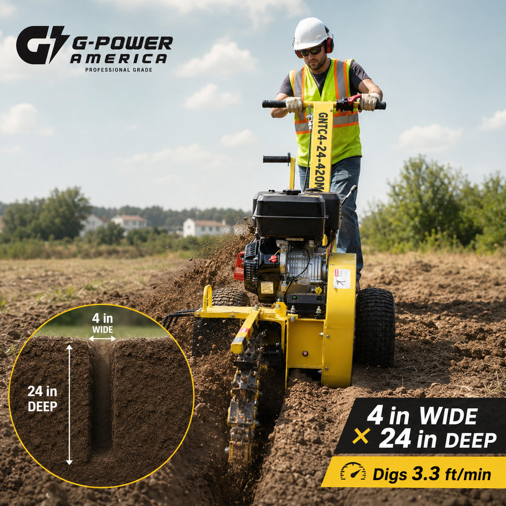 3.3 ft/min Trenching Speed for Garden Gasoline Trencher 15HP 4Stroke OHV Engine