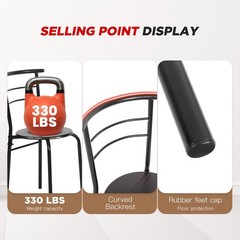 3 Piece Dining Set Round Table and Chairs Metal Frame Shelf Storage Brown