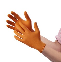Heavy Duty Orange Nitrile Gloves Pack of 50 8 Mil Thick Multi Purpose Gloves