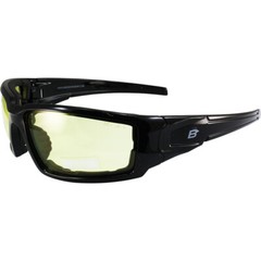 Birdz Eyewear Osprey Foam Padded Motorcycle Sunglasses Black Frame Yellow Lens