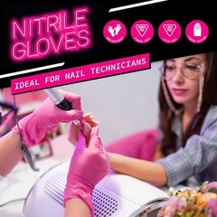 Fuchsia Nitrile Disposable Gloves 20/50/100PCS Pink Latex Free Cleaning