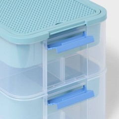 3.9gal Building Brick Play Latching Stacking Storage Blue