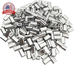 200pcs 1/16″ Aluminum Crimping Loop Sleeve, Cable Ferrule Wire Rope Sleeves Loop
