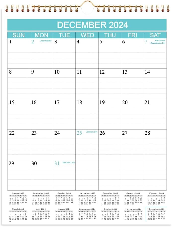 2024-2025 Calendar – Wall from Apr 2024 8.5 inches X 11 inches, Blue