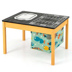 31.5 In. Width Beige 3-In-1 Kids Activity Table with Foldable Water Bin Large Ca