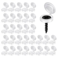 salbsever 200Pcs Plastic Hinged Screw Cover Caps, 14mm/0.55 inches, White