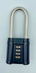 FJM Security SX-874 4-Dial Combination Padlock Long Shackle Black New