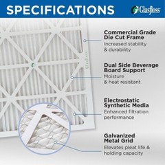 20x20x4 MERV 11 Pleated Air Filters by Glasfloss. 6 Pack. Made in USA.