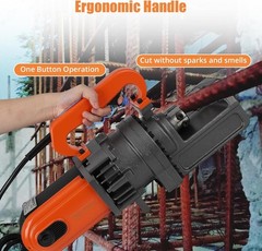 Electric Hydraulic Rebar Cutter, 1700W 110V, Cutting up to 1 in #8 4-25 mm Rebar