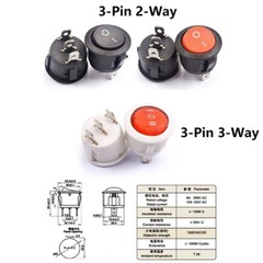 20mm 6A/250V 10A/125V ON/OFF Push Button Power Round Rocker Switch 2/3/4/6Pin