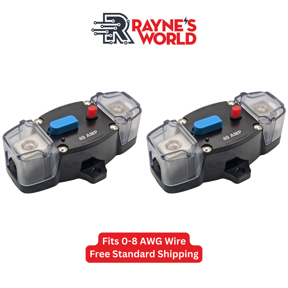 2 PACK 40 Amp 12-48V DC Inline Circuit Breaker with Cover Car/Audio/Boat/Solar