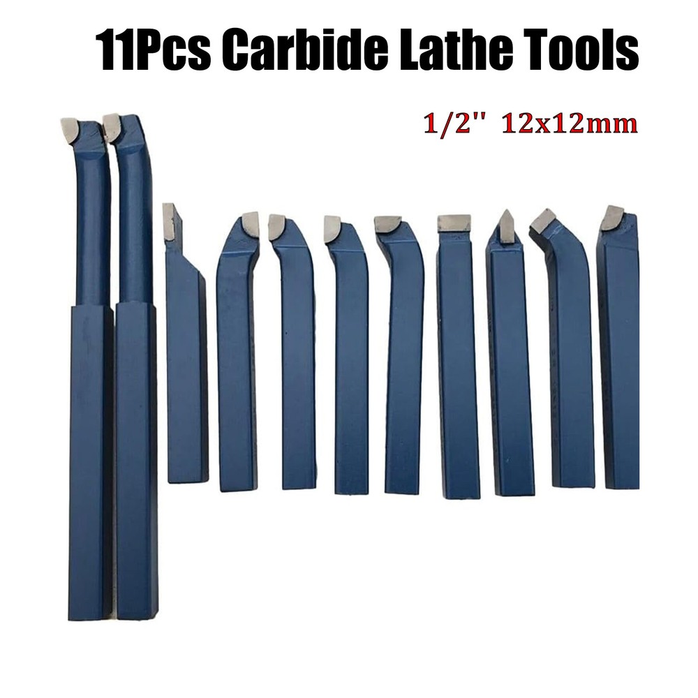 11Pcs 1/2” Carbide Metal Tool Knife Set for Mini Lathe Cutting Turning Tools