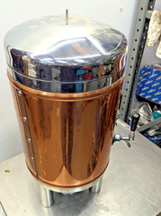 Vintage Copper And Stainless-Steel Beer / Beverage Tower With 4 Spouts 26” x 14”