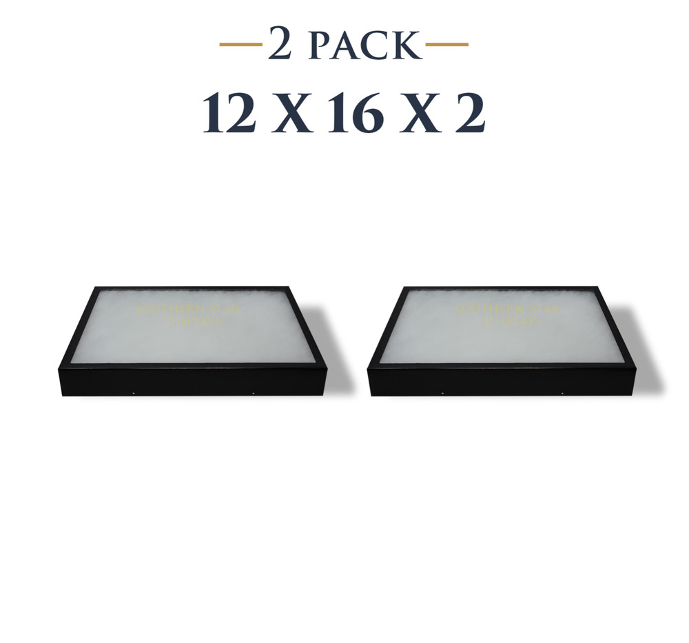 2 Pack of 12 x 16 x 2 Riker Display Case Box for Collectibles Jewelry Arrowhead