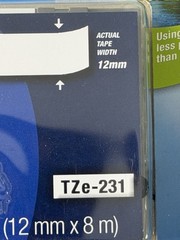 TZe-231 Tape Brother P-Touch Electronic Labeling System, 12mm (1/2”), Lot of 3