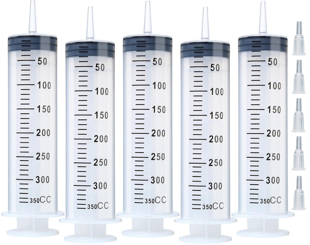 5pcs 350ml Syringe, Extra Large Plastic Syringes for Glue 350 ml, Clear