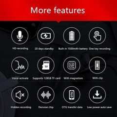 500 Hrs Mini Spy Voice Activated Recorder Digital Audio Magnetic 64GB MP3 Player