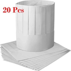 20 Pcs Tall Chef Hat White Adjustable 9″One Size Fits Most