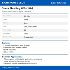 10 x LED 3mm Cool White Slow Flashing Blinking Strobe Ultra Bright LEDs 1Hz Mod