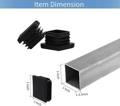 1 1X1 Square Tube End Cap Plastic Plugs 12 Pack, 1X1 1 Inch Square Tubing Plug 1