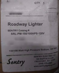 150W Garage or Arena HPS Sodium Streetlight 120V New Sentry Made in 🇺🇸
