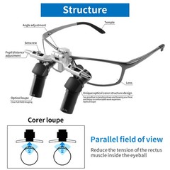 6.0X Dental Surgical 48° Ergo Loupes Optical Lens Flip-up Magnifying Glasses