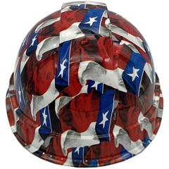Texas Wavy Flag Hydro Dipped Cap Style Hard Hat with Ratchet Suspension