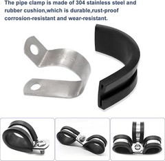 136PCS Cable Clamps Assortment Kit,10 Sizes 304 Stainless Steel Rubber Cushion