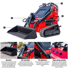 13.5HP Hydraulic Mini Skid Steer Loader Stand-on Track Gas Guided Drive Garden